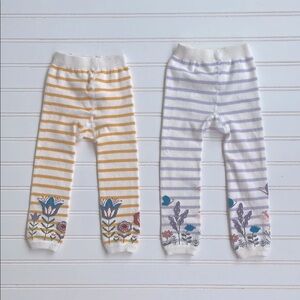 RUFFLE BUTTS VGUC Thick Striped Floral Design Footless Tights